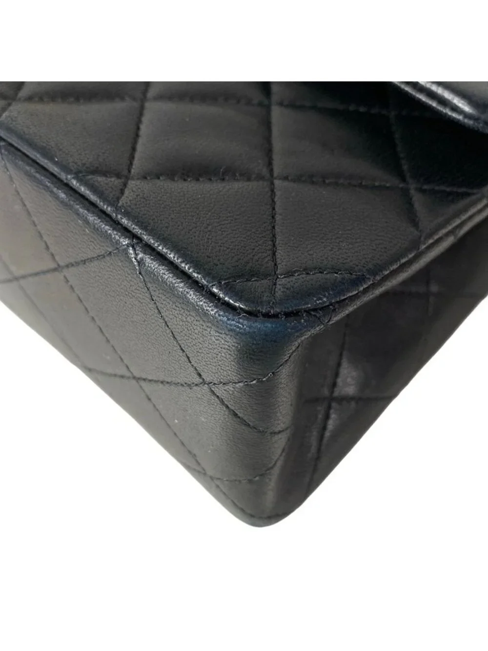 Chanel Shoulder Bag Double Flap Quilted Black Gold Chain Lambskin